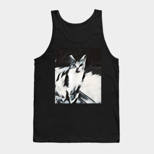 Abstract Black and White Cat Painting Tank Top